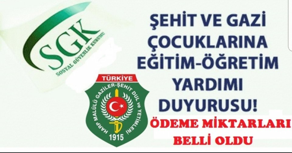 2019-2020 DÖNEMİ ŞEHİT GAZİ ÇOCUKLARI EĞİTM YARDIMI MİKTARLARI BELLİ BELLİ OLDU